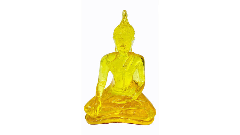 BUDDHO Buddha overcoming Temptations Buddha Statue 4" H. Poly Resin Thai Buddha Statue for Home Decor Buddha Decor Small Gift Office Gift Sculpture Figurines Zen Altar (Yellow) Yellow