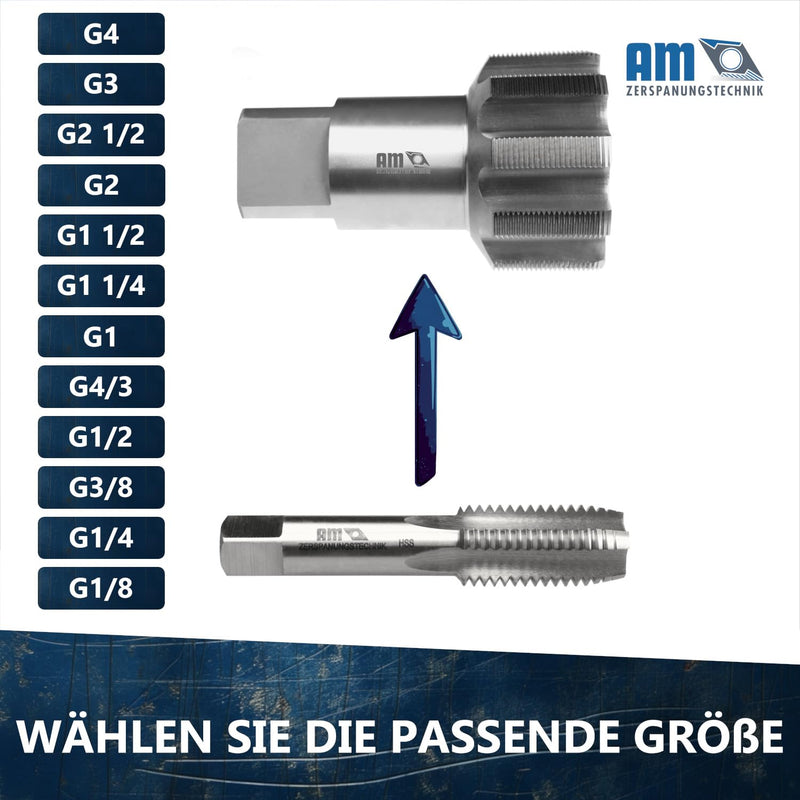 [Australia - AusPower] - AM-Zerspanungstechnik Pipe Tap G1/2 | Tap Cutter Inch | HSS Pipe Tap | Whitworth Pipe Thread G | Cutting Tap Inch Thread - G (BSP) 1/2 