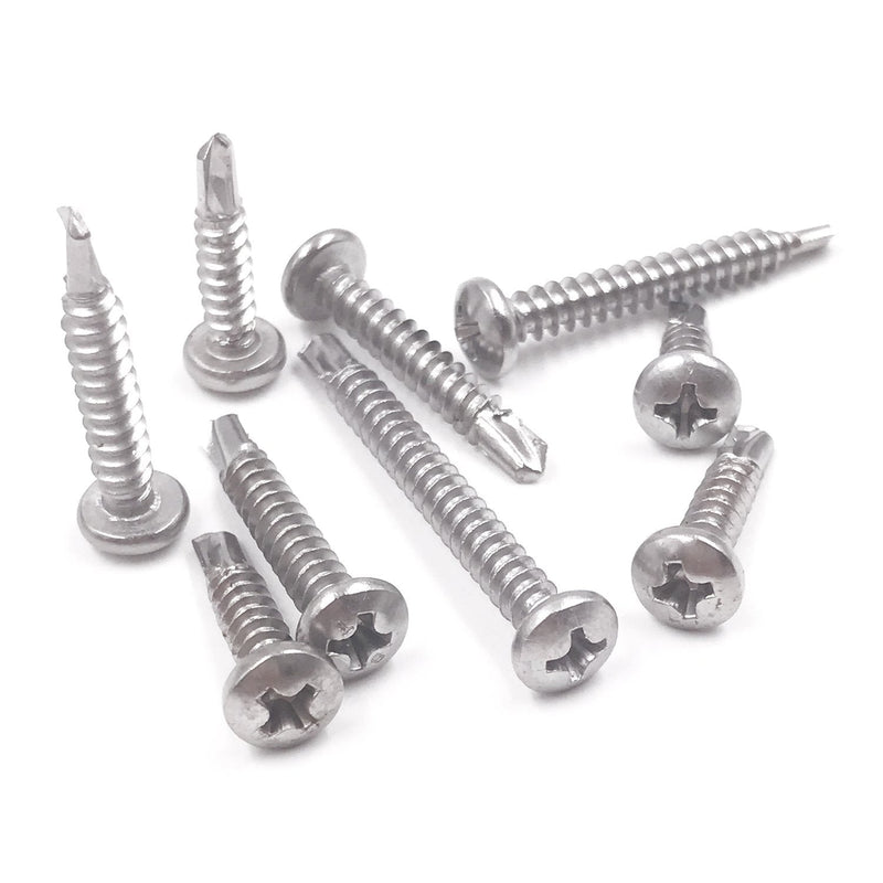 410 Stainless Steel Self Drilling Screws Kit Set, Pan Head Phillips Sheet Metal Tek Screws Assortment Kit, Modified Truss Head, #8-18 Thread Size, 5/8" to 1-1/2" Length (Pack of 200)