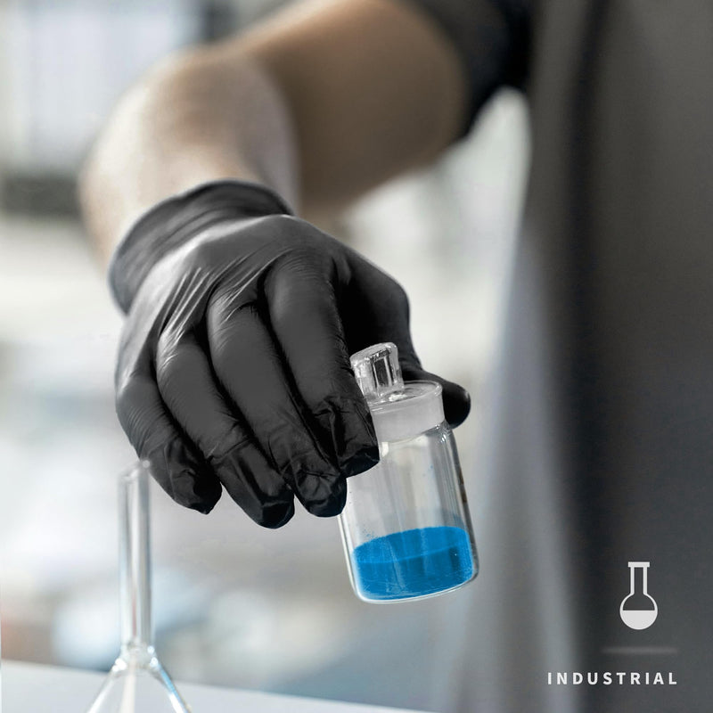 [Australia - AusPower] - Nitrile Disposable Gloves, 4.5 Mil Black Powder-Free Latex-Free Food-Safe Glove for Exam, Tattoo, Food Prep, 100 Pcs Large (Black) 