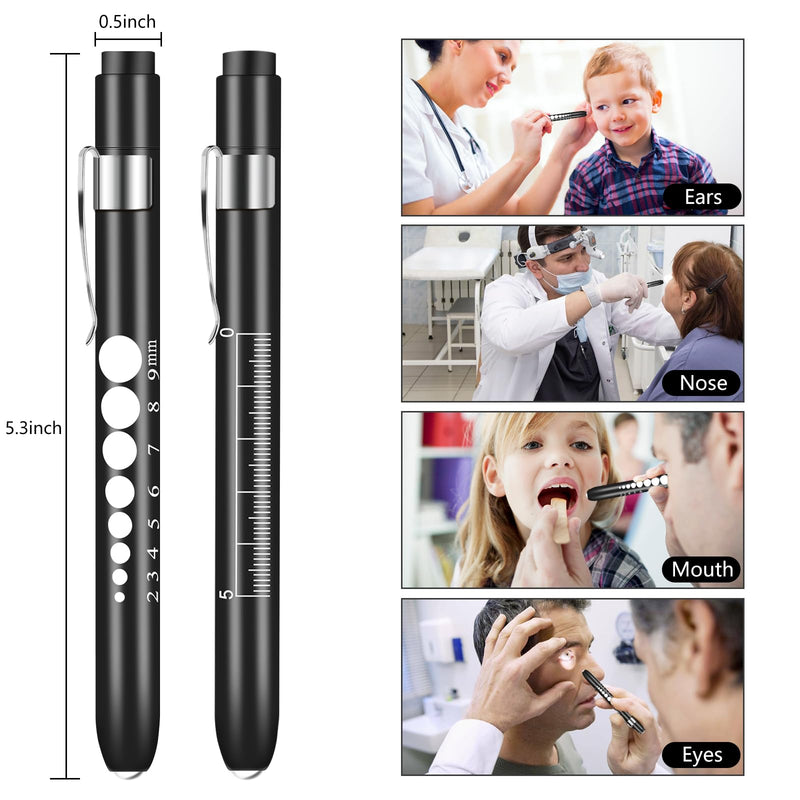 [Australia - AusPower] - Upgarded Stethoscope Case and Pen Lights Medical with Pupil Gauge and Ruler LED Pen Lights for Nurses Doctors Nursing Pen Light with 4 Batteries Free Penlight Nurse Penlights for Nurses 