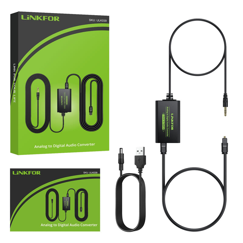 [Australia - AusPower] - LiNKFOR 3.5mm to SPDIF Converter Analog to Digital Audio Adapter for Enhanced Sound Toslink Optical Output 3.5mm to Optical with Optical Cable for TVs, Gaming Consoles, Computers, and projectors etc 