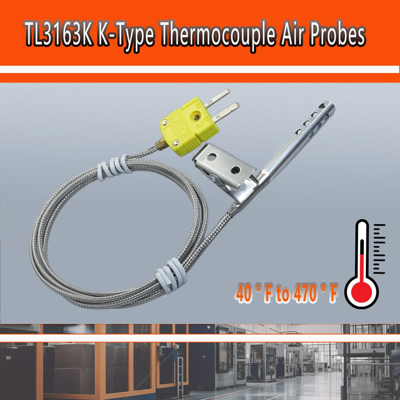 [Australia - AusPower] - 2 Pack TL3163K K-Type Thermocouple Air Probes | -40°F to 470°F K-Type Thermocouple Probes 