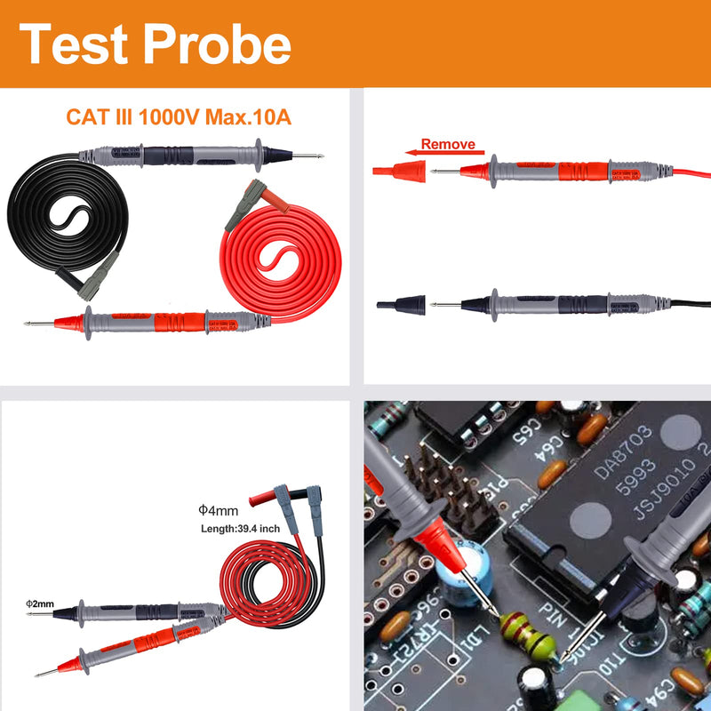 [Australia - AusPower] - Makeronics 11-in-1 Multimeter Test Lead Kit with Alligator Clips and Soft Case for Electronic Specialties Automotive Multimeter Voltmeter Clamp Meter | 2PCS Non-Destructive Back Probes 