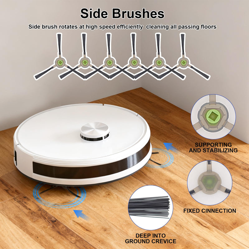 [Australia - AusPower] - Replacement Parts Compatible with Lefant M3 Robot Vacuum Cleaner, 1 Roller Brush, 6 Side Brushes, 6 Dust Bags, 4 HEPA Filters, 4 Mop Pads, M3 Accessories Kit M3 /M3 Max Accessories 