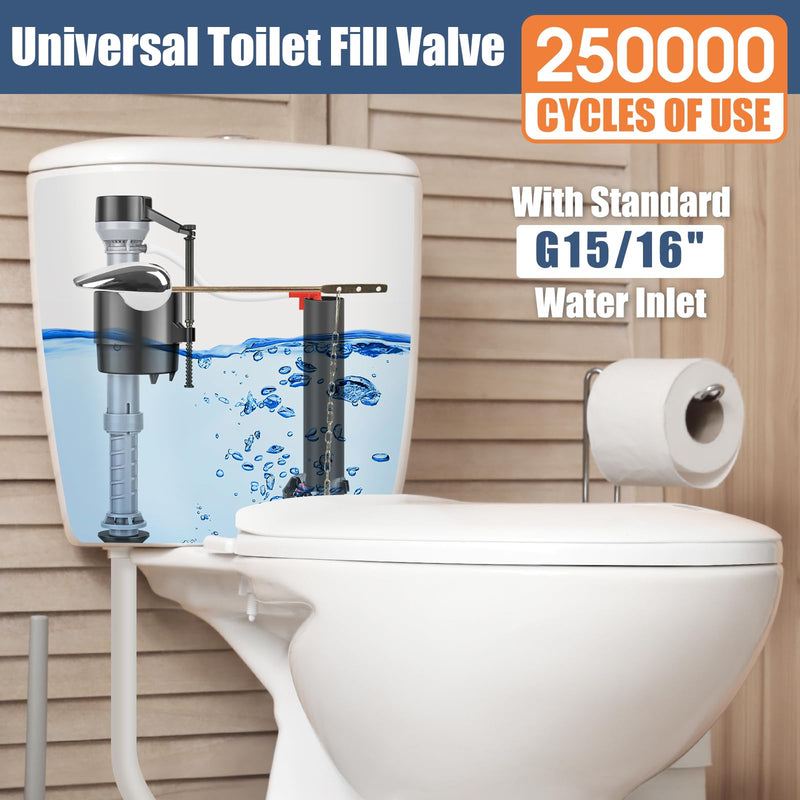 Universal Toilet Flusher Replacement Kit, Water-Saving & Height Adjustable Fill Valve, 2-Inch Flapper, Toilet Handle Lever, Quiet & Anti-Siphon Toilet Repair Kit Inside Tank (Red, 1-Pack) Red