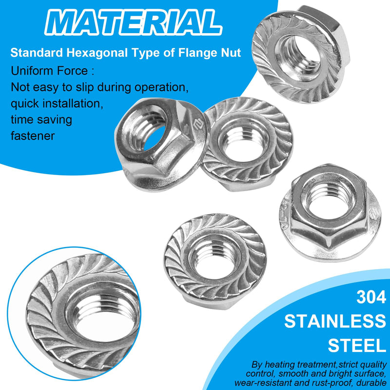 [Australia - AusPower] - Yinpecly 50 Pcs M6 x 1mm Serrated Flange Hex Nuts, M6 Hexagon Flange Nuts,304 Stainless Steel, Metric Hex Lock Nuts, Locknuts Replacement Nut Full Thread for Industrial Construction Fasteners M6（50pcs） 