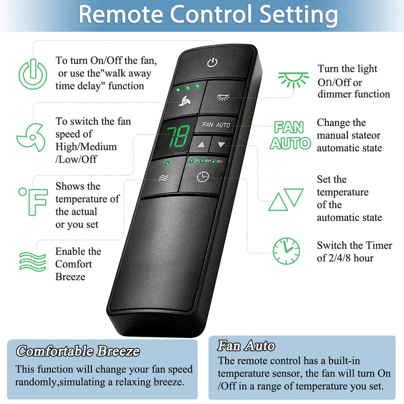 3-Speed Universal Ceiling Fan Thermostatic Remote Control for Hampton Bay Harbor Breeze Hunter Honeywell Home Decorators Collection, with Timer & Comfort Breeze & Walk Away Time Delay Hampton Bay (HD3+71R Kit)