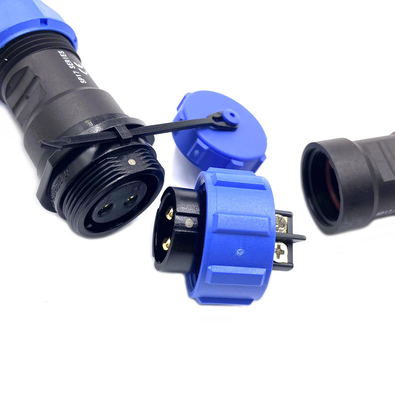 Connector Plug Aviation Plug SP17 2-Pin IP68 2 Pin Solderless Aviation Plug Waterproof and Dustproof Aviation Plug for Outdoor Lamps Uses 500V 10A (14AWG Cable Screw Crimp) SP17 2Pin
