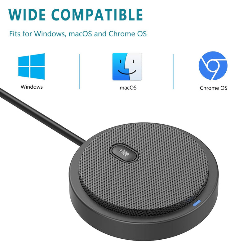 [Australia - AusPower] - Upgraded USB Conference Microphone for Computer, 360° Omnidirectional Condenser Mic with Mute Key, Great for Video Conference, Gaming, Chatting, Skype, Plug & Play, Windows macOS, Ideal for Gift 