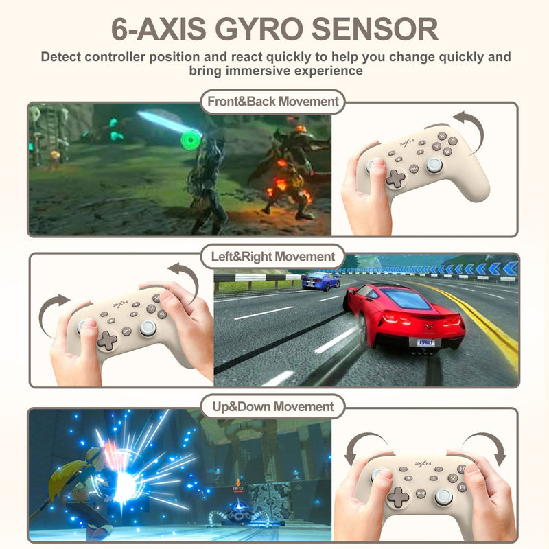 [Australia - AusPower] - PXN P50L Wireless Switch Controller - Gaming Pro Controllers Support Adjustable Dual Vibration, Macros, Turbo, Gyro Axis, Screenshot Remote Gamepad Joystick for Switch/Line/OLED (Brown) 