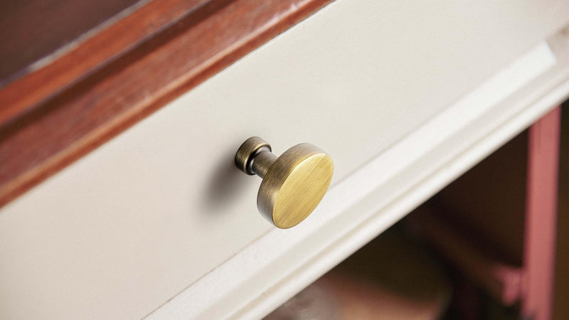 Goo-Ki Brushed Bronze Cabinet Knobs Zinc Alloy Kitchen Cabinet Hardware - 6 Pack Brass Bronze Single Hole/Screw Drawer Pulls Solid Cabinet Handles 1.2 Inches