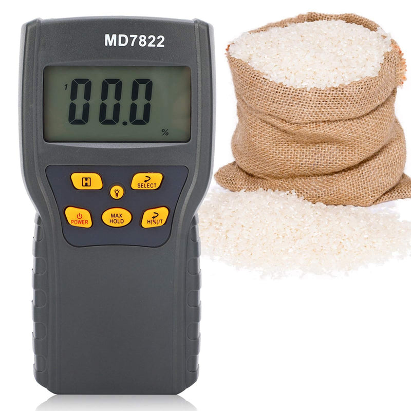 [Australia - AusPower] - Detector, Professional Digital MD-7822 Tester, Meter Portable Water Content Analyzer for Tea Corn Straw Bran Soybean Meal Grains 