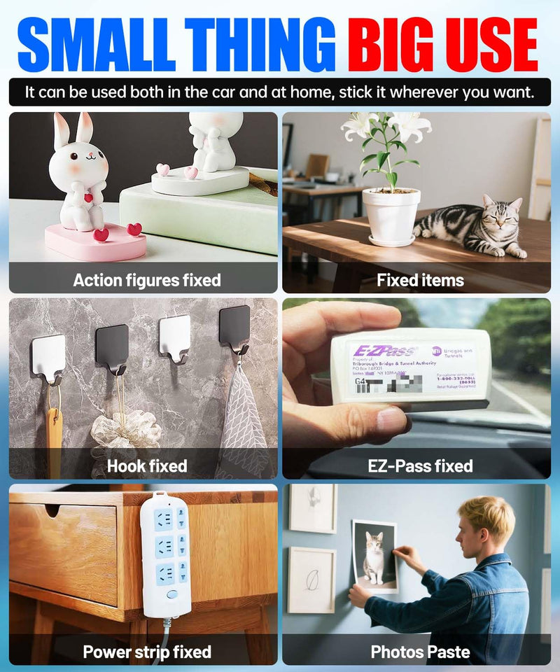 Double Sided Sticky Pads, Heavy Duty Adhesive Squares Waterproof Heat Resistant, Strong Hold Mounting Tape for Crafts Photos Car Home Decor Outdoor Use, 48 Pcs 1.18x1.38 Inch