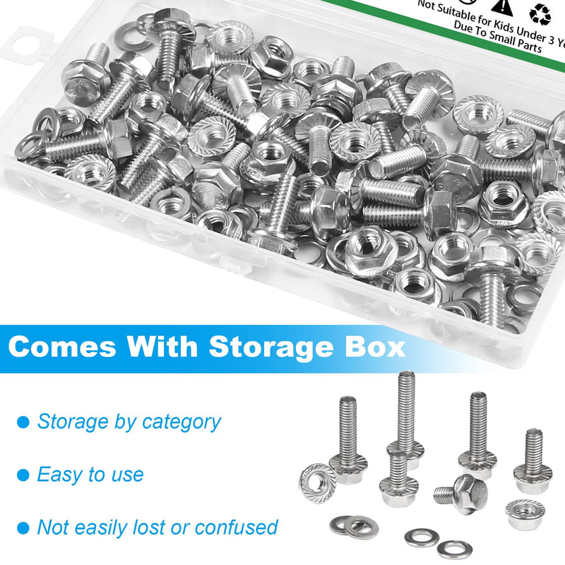 [Australia - AusPower] - Yinpecly 25 Sets M6-1.0 x 16mm Flanged Hex Head Bolts Kits, M6 Flange Hexagon Screws and Nuts,Flat & Spring Lock Washers,18-8 (304) Stainless Steel,Metric Bolt Assortment, Fully Threaded 