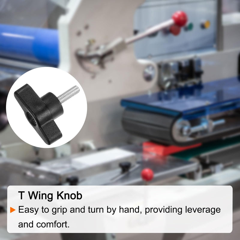 [Australia - AusPower] - HARFINGTON 20pcs Wing Knobs M5 x 20mm Male Thread Plastic Tee Stud Knobs T Threaded Handles Hand Clamping Tightening Thumb Screws Thumbscrew, Black 