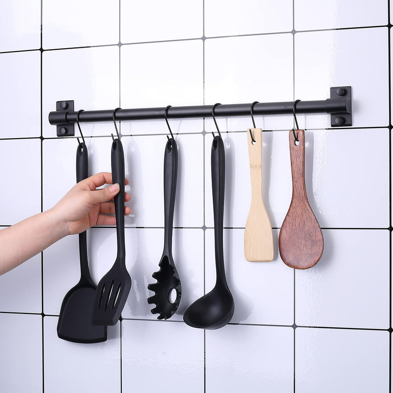 [Australia - AusPower] - 10 Pack Black S Hooks for Hanging Plants, Metal Hooks for Hanging, Small S Hooks for Hanging Heavy Duty, Durable S Shaped Kitchen Hooks for Kitchenware, Pots, Utensils, Clothes, Bags, Towels & Plants 10 Pack 