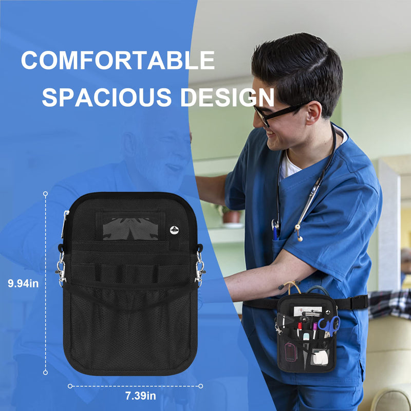 [Australia - AusPower] - BOVKE Nurse Fanny Pack with Medical Gear Pockets, Tape Holder, Medical Bag Nurse Waist Pouch Organizer with Utility Storage for Stethoscopes, Bandage Scissors and other Emergency Supplies, Black 