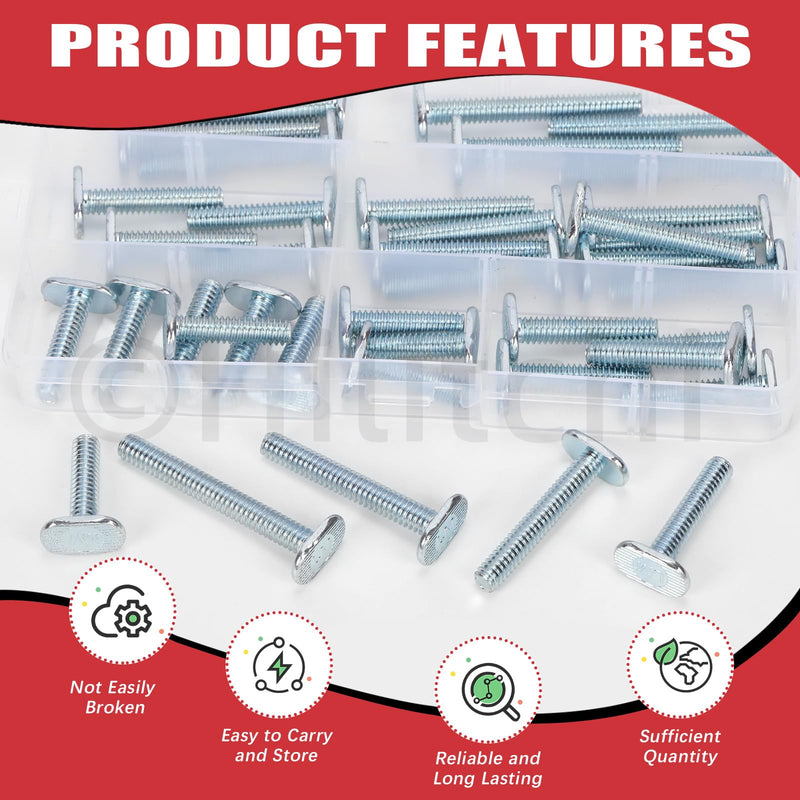 [Australia - AusPower] - Hilitchi 40Pcs 5Sizes Tee Bolt Set 1/4"-20 T Bolts T Track Bolts Jig Bolts T Bolt Set T Slot Bolts T Slot Drop-in Sliding Bolts Long T Slot Bolts for Woodworking Jigs 