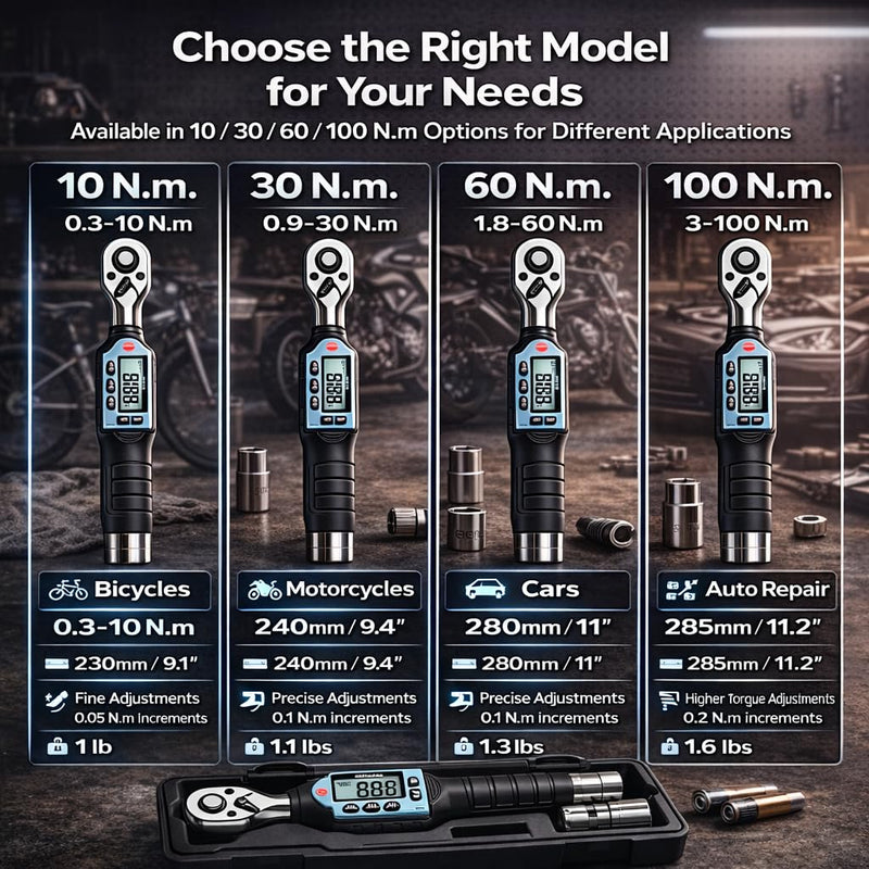 GOYOJO 3/8 Inch Digital Torque Wrench, 1.3–44 ft-lbs/1.8–60 N.m High-Precision Professional Tool for Auto Repair, Bicycle, Motorcycle Maintenance DIY Projects ±2% High Accuracy LED Flash Notification 3/8 drive 1.3–44 ft-lbs
