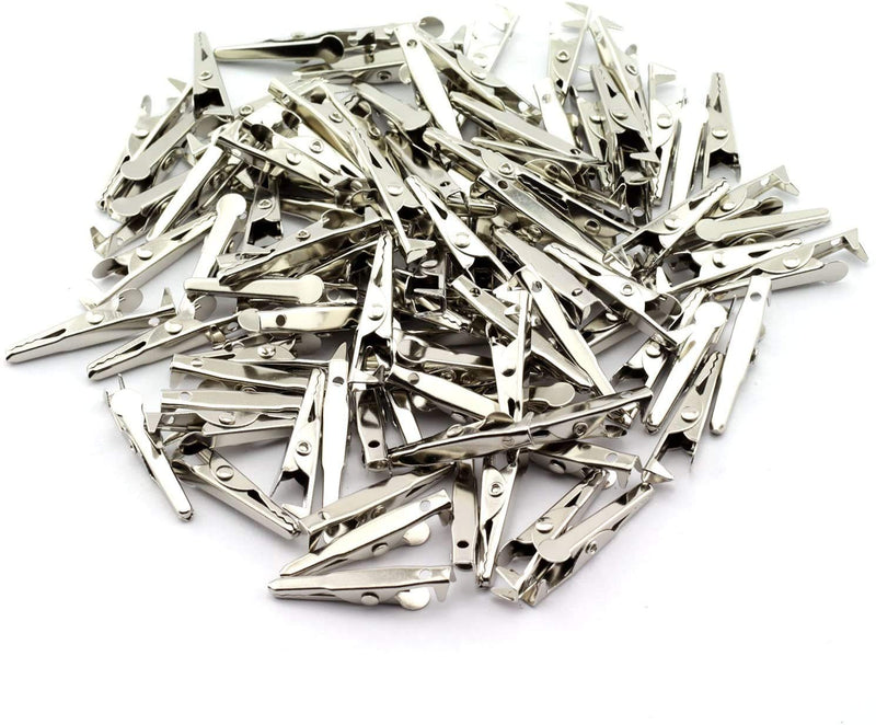 [Australia - AusPower] - Multipurpose Metal Mini Alligator Clips for Battery Test Lead Steel Crocodile Clamps, Place Card Holder,Silver Tone Nickel Plated Large/Midium/Small/Mini (51/45/35/28mm) 4 Sizes/100PCS All sizes 