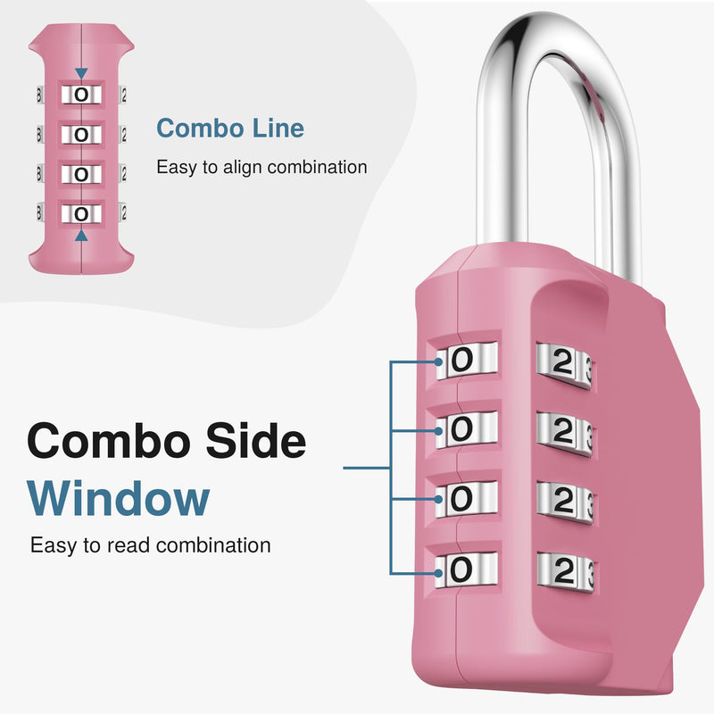 [Australia - AusPower] - Puroma Combination Lock 4 Digit Waterproof Locker Locks Secure Outdoor Padlock for Gym Lockers, Toolboxes, Gates, Fences, Storage, Sports Locker (Rose Pink) 1 Basic Rose Pink 