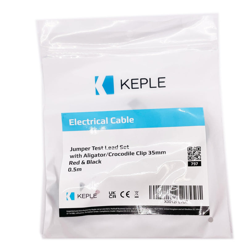 [Australia - AusPower] - Crocodile Clips Electrical Insulated Wire Multimeter Test Leads Set Alligator Clip Clamps Double Ended Voltage Tester Cable (0.5 Meter/Red & Black) 