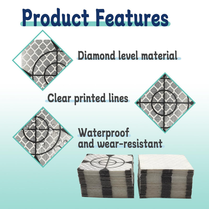 SameYa 100PCS 50MM Paste Up Reflector,White Reflector Targets for Total Stations,Waterproof Survey Target Mark 50 MM