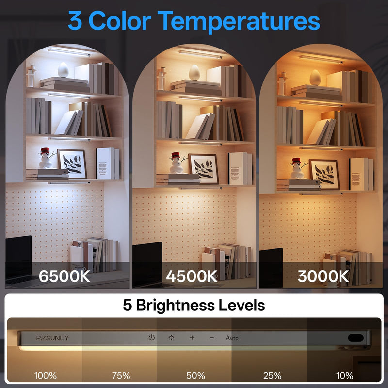[Australia - AusPower] - 14.2inch Under Cabinet Lighting Wireless,Rechargeable Motion Sensor Light Indoor,3 Colors Dimmable,Magnetic Closet Lights with Remote,Under Counter Lights for Kitchen,Silver 2Pack Silver 