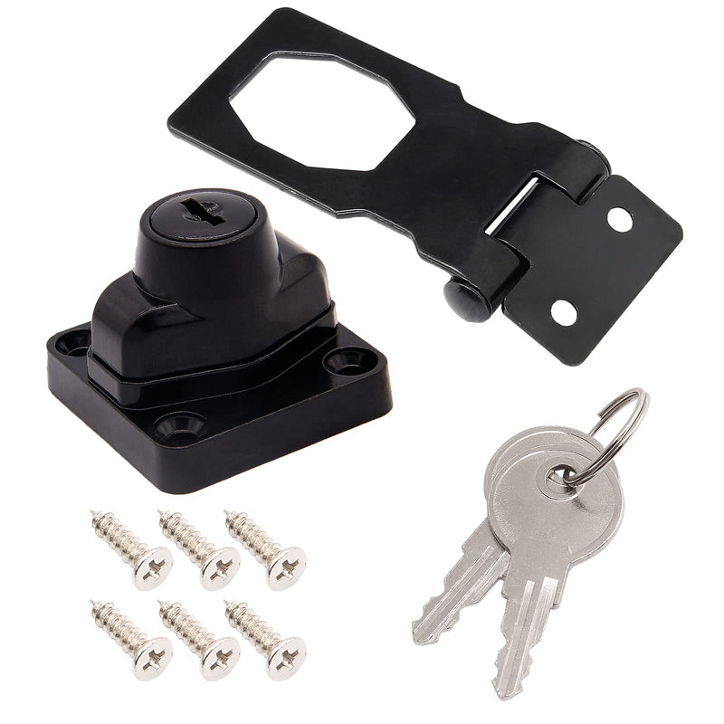 [Australia - AusPower] - 4 Pcs Keyed Hasp Locks 2.5 Inch Twist Knob Keyed Locking Hasp, Metal Safety Hasp Latches Keyed Different for Small Doors, Cabinets (Black) Black 