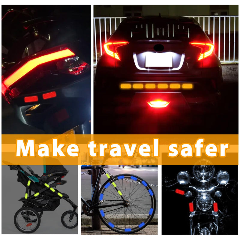 50 Pcs Hard Hat Reflective Stickers, 1.2 X 3.2 Inch Reflective Stickers for Helmet, High Visibility Reflector Bike Sticker for Hard Hat, Helmet, Bike, Motorcycle, Car