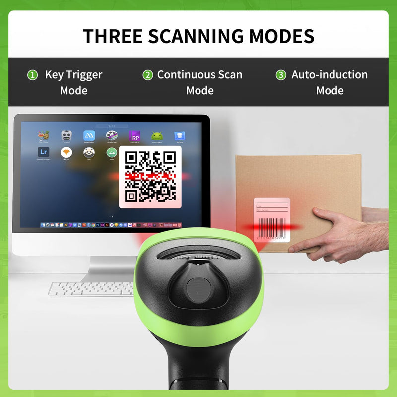 Handheld USB 2D Barcode Scanner Reader for Computers, NetumScan Handheld Wired Automatic QR Bar Code Scanners for Mobile Payment, Store, Supermarket, Warehouse Green