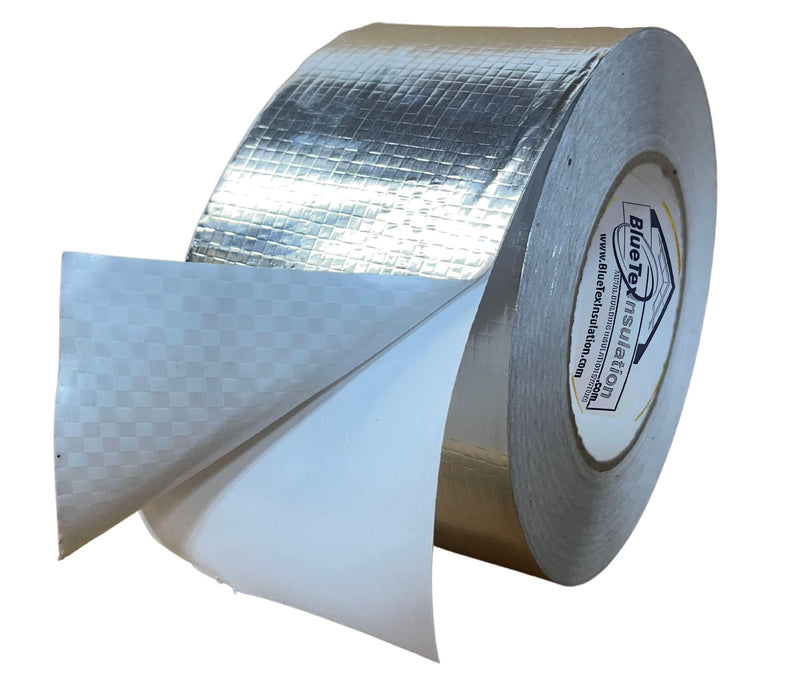BlueTex Insulationㅤ HVAC Aluminum Foil Tape 3 inch x 150 ft (6 mil), Professional Grade Silver Duct Tape Metallic, Tear-Proof HVAC Tape, Heavy Duty, for Ductwork, Dryer Vent & Insulation - 1 Roll 3" wide x 150' long