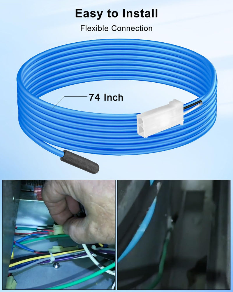 [Australia - AusPower] - Coil Temperature Sensor Replace 337-60406-02 for Refrigerator Cabinet, 74 Inch Blue Cable Coil Probe Replacement Part 