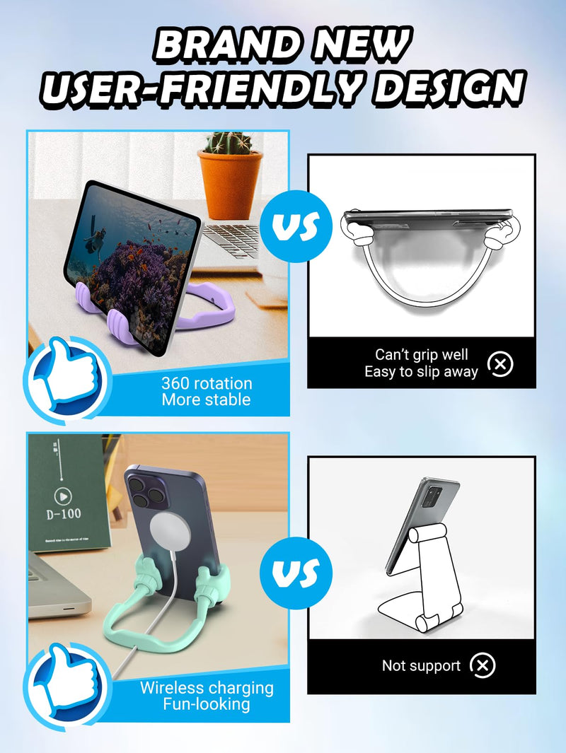 [Australia - AusPower] - Cell Phone Stand Thumbs Up Lazy Phone Stand - 2 Pack Phone Holder 2024 College Graduation Gifts for Her Him Cellphone iPhone Stand for Desk Birthday Gifts for Teens Girls Boys Adults Women Men Wife Purple & Green 