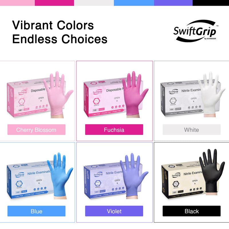 [Australia - AusPower] - Disposable Nitrile Exam Gloves, 3-mil, Medium, Box of 100, White Nitrile Gloves Disposable Latex Free for Medical, Cleaning, Cooking & Esthetician, Food-Safe, Powder-Free, Non-Sterile 