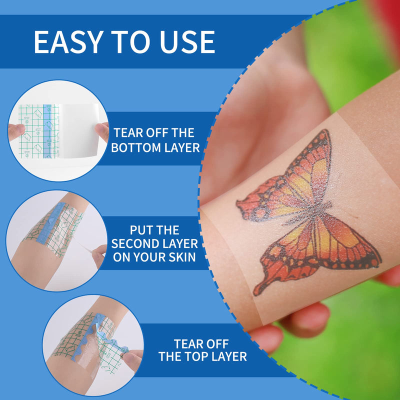 50 Pcs Waterproof Adhesive Bandages Transparent Stretch Tattoo Aftercare Bandage,Protective Waterproof Film Dressing Cover Tape for Wound Dressing, Swimming, Shower (4 x 4 Inch Round,Square) 50pcs (4 X 4 Inch Round,square)
