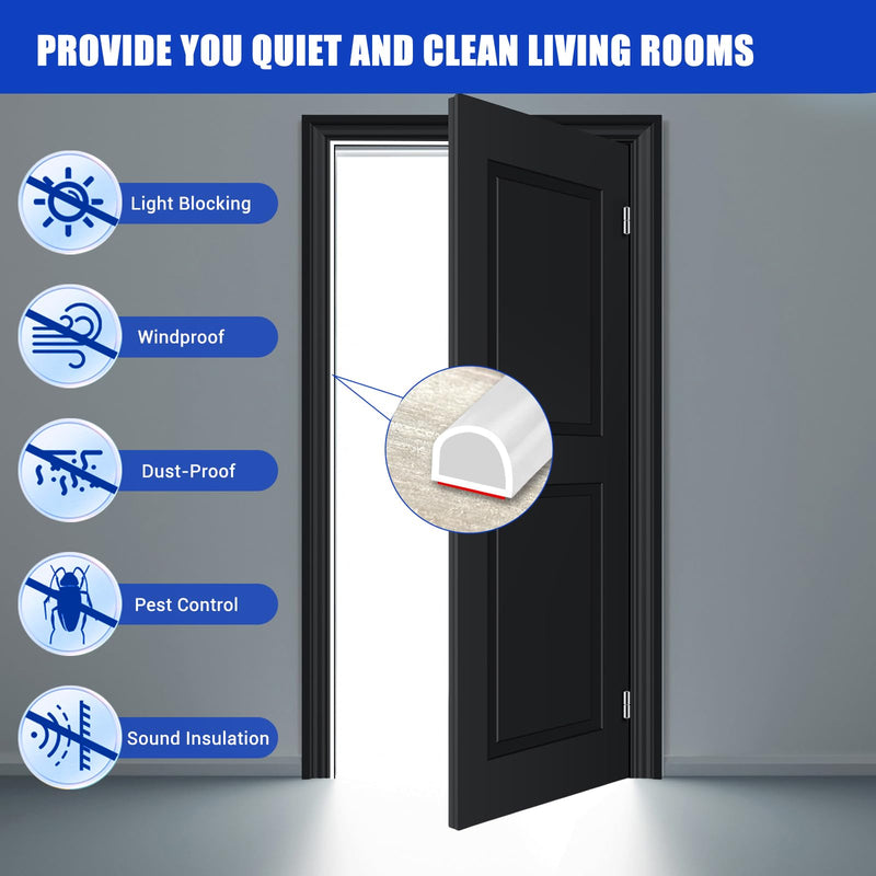 [Australia - AusPower] - Weather Stripping Door Seal Self Adhesive Door Weather Strip Silicone D Shaped Seal Strip for Door Frame/Window Seal, 20Ft, White (3/8" W × 1/4" T) S (3/8" W × 1/4" T) 
