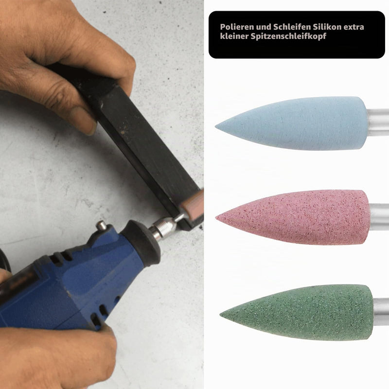 Create idea 6 Pieces 2.35 mm Silicone Polishing Installation Grinding Head Pointed Rotating Tool Polishing Wheel Tool Suitable for Sanding Metal Pink Blue Black Green Brown Yellow