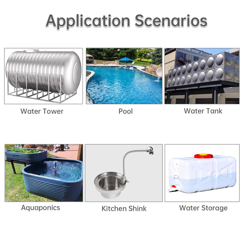 1/2 inch Float Valve, PNXKTXO Water Level Control Float Valve 1/2" to 3/4'' and 1/2'' to 1'' 304 Stainless Steel Fully Automatic Water Level Control Shut Off Valves Hose Connector Style 3