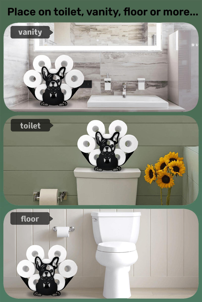 Metal Dog Paper Holders,Funny Black Animals Paper Storage Holders Stand for Indoor Bathrooms Kitchen,Novelty FreeStanding Toilet Rolls Storage Fit 8 Rolls,Practical and Convenient Dog 14.3"lx 4.7"wx9.7"h