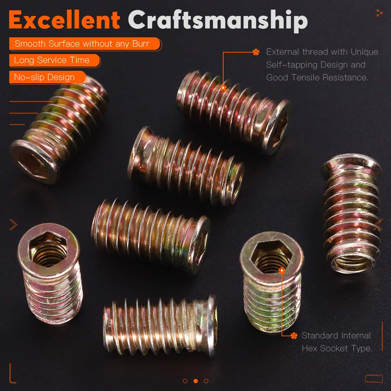 [Australia - AusPower] - 50 pcs 5/16"-18× 25mm Threaded Inserts Nuts Zinc Plated Carbon Steel Hex Socket Drive Furniture Flanged Screw-in Nut for Wood Furniture 