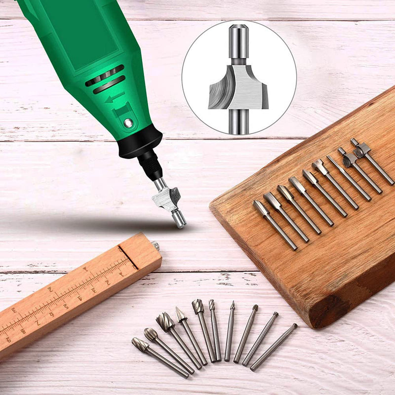 [Australia - AusPower] - 20-piece drill set, HSS high hardness rotary wood carving cutter set with 1/8 inch (3 mm) shank, router bits, DIY engraving tools for woodworking, drilling, trimming (suitable for rotary tool) 