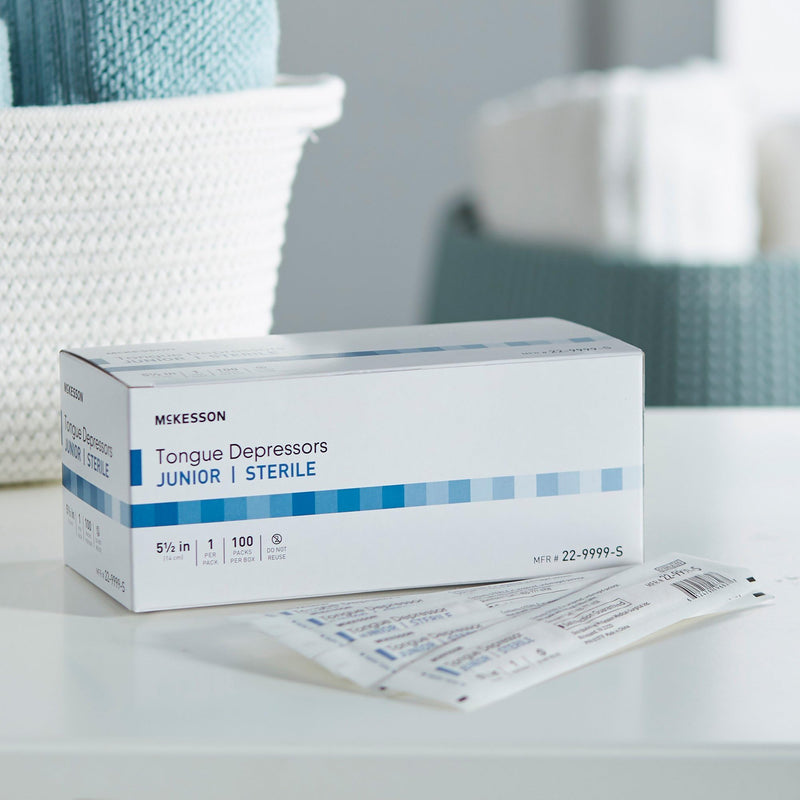 [Australia - AusPower] - McKesson Tongue Depressor, Sterile, Wooden, Individually Wrapped, Junior, 5 1/2 in, 100 Count 
