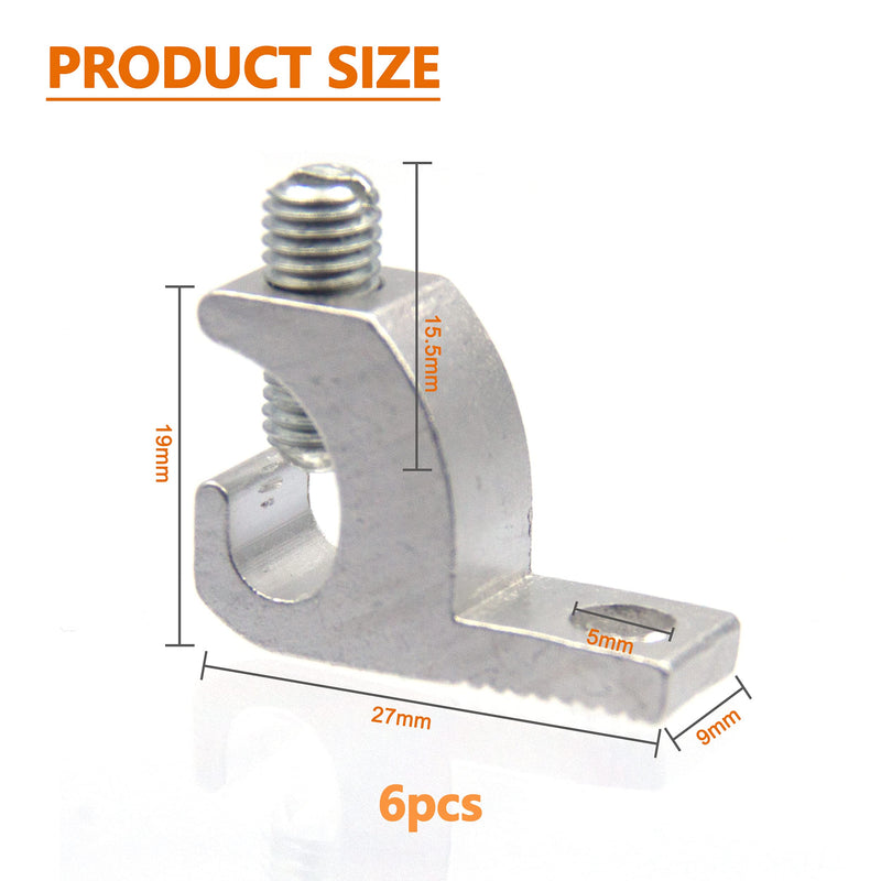 [Australia - AusPower] - ISPINNER 6pcs Aluminum Lay-in Lug, AWG 14-4 Copper Conductor Lay-in Connector for Grounding and Bonding 6 