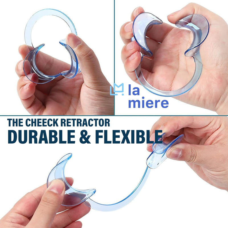 [Australia - AusPower] - Dental Cheek Retractor Mouth Opener for Teeth Whitening C-Shape Autoclavable, Clear Blue (Large,Small,Medium Pack of 3) 