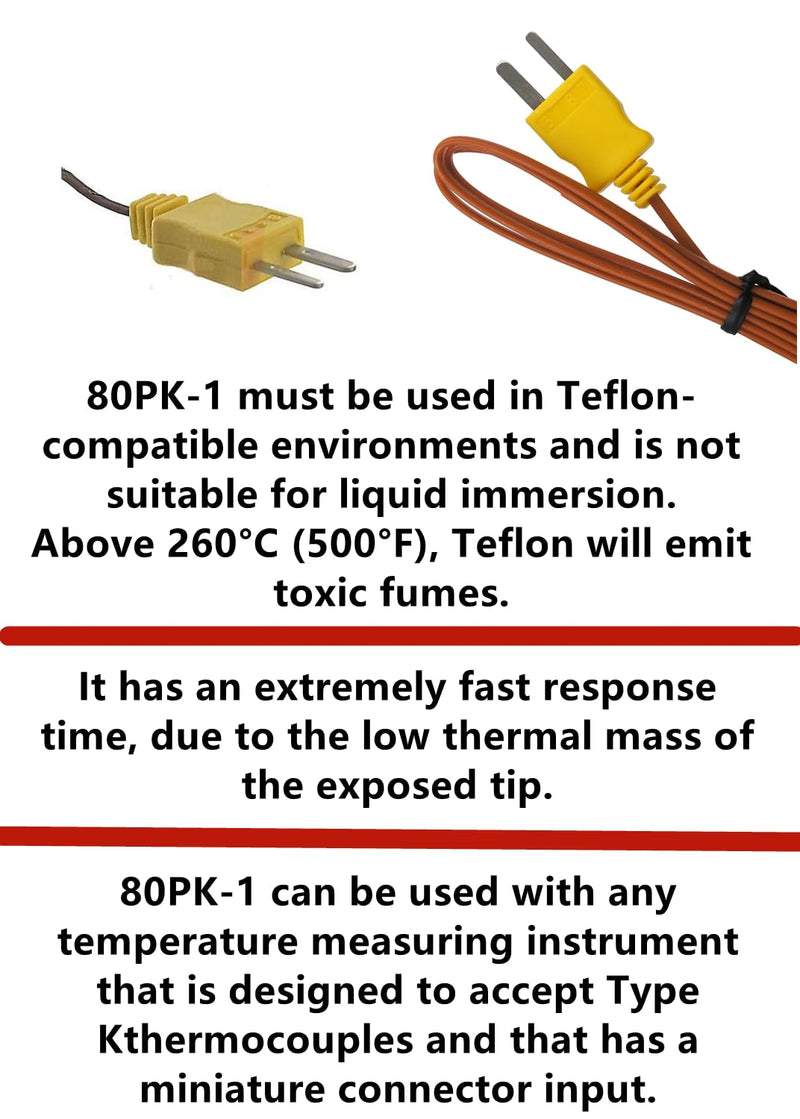 [Australia - AusPower] - 80PK-1 Replacement for fluke 80pk-1 Bead Probe K-Type Temperature Measuring 1-Meter Long 