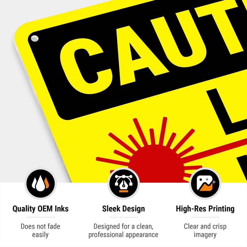 Laser in Use Sign, Caution Sign, 10x7 Inches, Rust Free .040 Aluminum, Fade Resistant, Made in USA