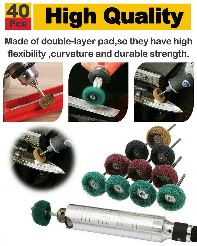 [Australia - AusPower] - 40 Pcs Buffing Wheel Set & 72 Pcs Wire Brushes Set, 1/8'' Shank Accessories for Rotary Tool 
