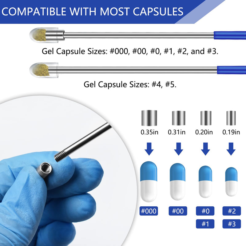 [Australia - AusPower] - Artcome 15 PCS Versatile Capsule Filling Tool Kit for Pill Filler - Lab Scoops, Powder Pan, Herb Tamper and Capsule Holder - Ideal Tools for Medication and Supplements - All Sizes 000 00 0 1 2 3 4 5 